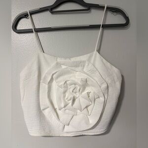 Monteau White Floral Crop Top